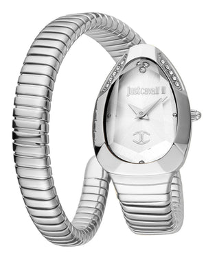 Just Cavalli Serpente Metallica Silver Dial Silver Steel Strap Watch for Women - JC1L208M0015