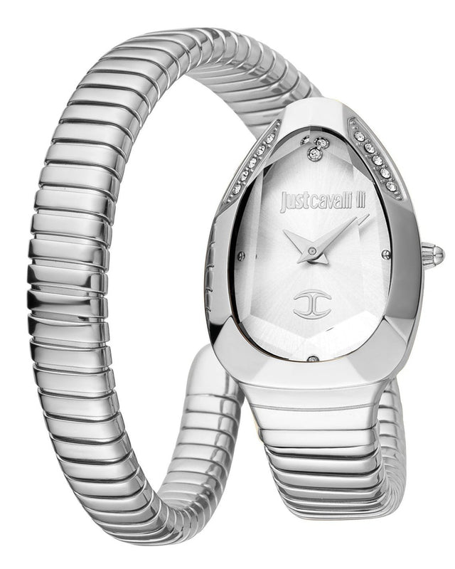 Just Cavalli Serpente Metallica Silver Dial Silver Steel Strap Watch for Women - JC1L208M0015