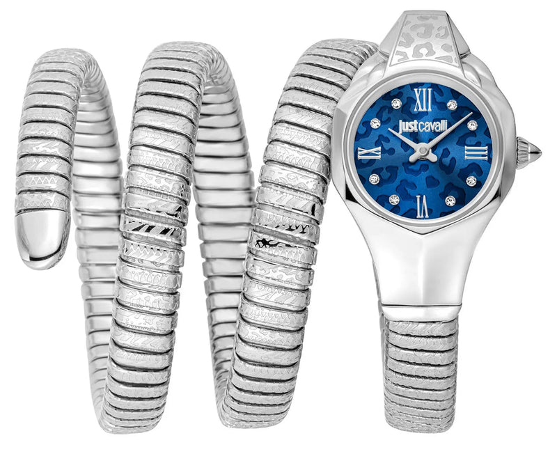 Just Cavalli Ravenna Blue Dial Silver Steel Strap Watch for Women - JC1L271M0015