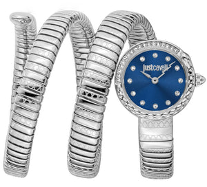 Just Cavalli Enchanting Blue Dial Silver Steel Strap Watch for Women - JC1L302M0015