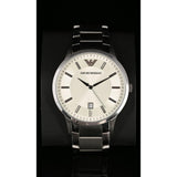 Emporio Armani Classic Quartz White Dial Silver Steel Strap Watch For Men - AR2430