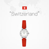 Tissot Lovely Round Mother of Pearl Dial Red Leather Strap Watch for Women - T140.009.16.111.00