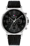 Tommy Hilfiger Daniel Black Dial Black Leather Strap Watch for Men - 1710381