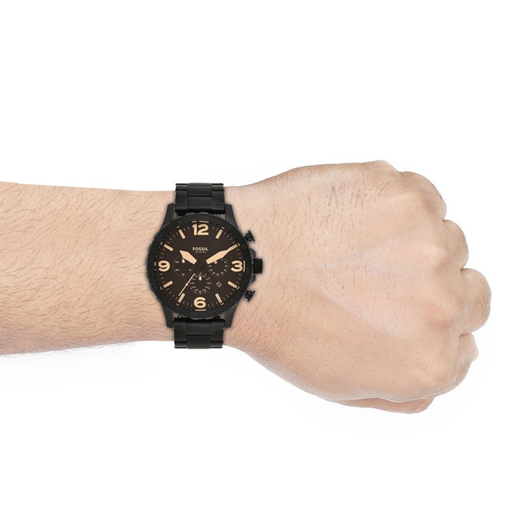 Fossil Nate Chronograph, ionenplattierte Herrenuhr mit schwarzem