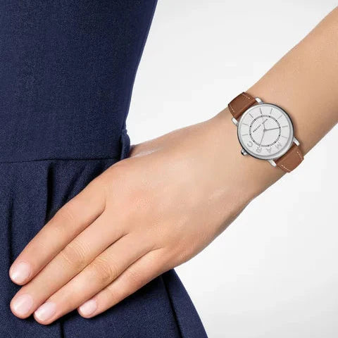 Marc Jacobs Roxy White Dial Brown Leather Strap Watch for Women - MJ1571