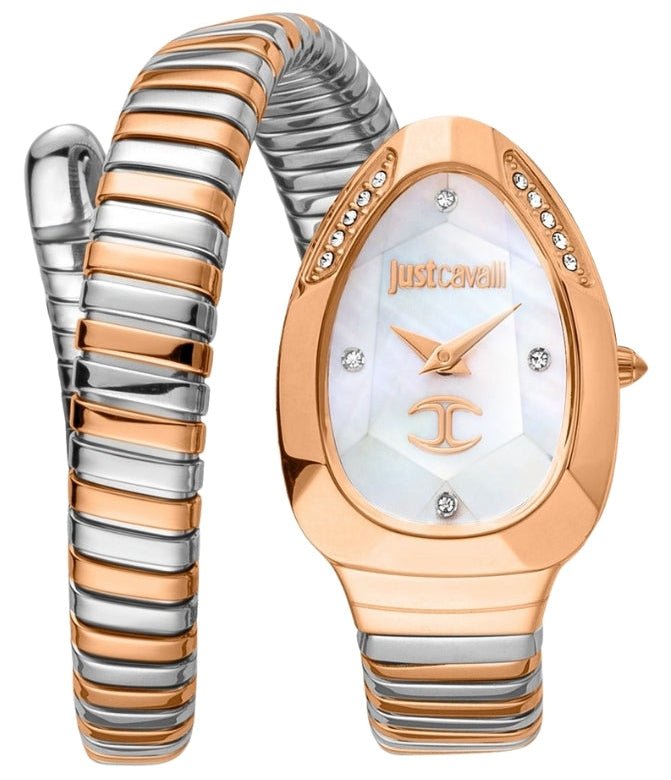 Just Cavalli Glam Evo 4 White Dial Two Tone Steel Strap Watch for Women - JC1L229M0075