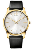 Calvin Klein City Silver Dial Black Leather Strap Watch for Men - K2G21520