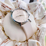 Calvin Klein City White Dial White Leather Strap Watch for Women - K2G231XH