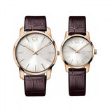 Calvin Klein City White Mother of Pearl Dial Brown Leather Strap Watch for Women - K2G23620