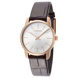 Calvin Klein City White Mother of Pearl Dial Brown Leather Strap Watch for Women - K2G23620