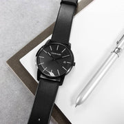 Calvin Klein City Quartz Black Dial Black Leather Strap Watch for Men - K2G2G4CX