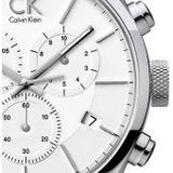 Calvin Klein Masculine Chronograph White Dial White Leather Strap Watch for Men - K2H27101