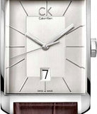 Calvin Klein Window Silver Dial Brown Leather Strap Watch for Men - K2M21126