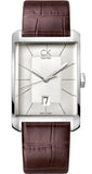 Calvin Klein Window Silver Dial Brown Leather Strap Watch for Men - K2M21126