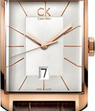 Calvin Klein Window Silver Dial Brown Leather Strap Watch for Men - K2M21620