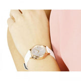 Calvin Klein Skirt White Dial White Leather Strap Watch for Women - K2U236K6