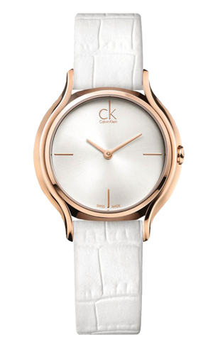 Calvin Klein Skirt White Dial White Leather Strap Watch for Women - K2U236K6