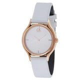 Calvin Klein Skirt White Dial White Leather Strap Watch for Women - K2U236K6