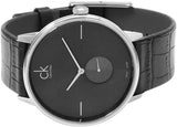 Calvin Klein Accent Black Dial Black Leather Strap Watch for Men - K2Y211C3