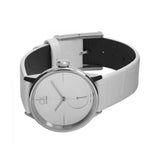 Calvin Klein Accent Silver Dial White Leather Strap Watch for Women - K2Y231K6