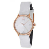 Calvin Klein Accent White Dial White Leather Strap Watch for Women - K2Y2Y6KW
