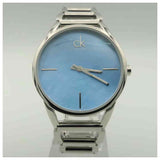 Calvin Klein Stately Blue Mother of Pearl Dial Silver Steel Strap Watch for Women - K3G2312N