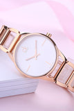 Calvin Klein Stately White Dial Rose Gold Steel Strap Watch for Women - K3G23626