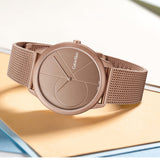 Calvin Klein Minimal Quartz Pink Gold Dial Pink Gold Mesh Bracelet Watch for Men - K3M11TFK