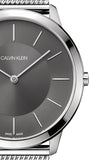 Calvin Klein Minimal Grey Dial Silver Mesh Bracelet Watch for Men - K3M51154