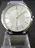 Calvin Klein Minimal Silver Dial Silver Mesh Bracelet Watch for Men - K3M21126