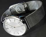 Calvin Klein Minimal Silver Dial Silver Mesh Bracelet Watch for Men - K3M21126