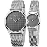 Calvin Klein Minimalist Black Dial Silver Mesh Bracelet Watch for Men - K3M2112X