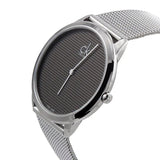 Calvin Klein Minimalist Black Dial Silver Mesh Bracelet Watch for Men - K3M2112X