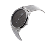 Calvin Klein Minimalist Black Dial Silver Mesh Bracelet Watch for Men - K3M2112X