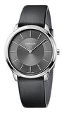 Calvin Klein Minimal Black Dial Black Leather Strap Watch for Men - K3M211C4