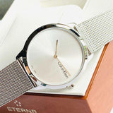 Calvin Klein Minimal Silver Dial Silver Mesh Bracelet Watch for Men - K3M211Y6