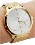 Calvin Klein Minimal White Dial Gold Mesh Bracelet Watch for Men - K3M21526