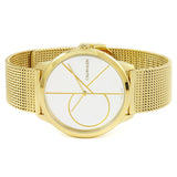 Calvin Klein Minimal White Dial Gold Mesh Bracelet Watch for Men - K3M21526