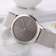 Calvin Klein Minimal Black Dial Silver Mesh Bracelet Watch for Women - K3M22123