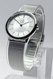 Calvin Klein Minimal White Dial Silver Mesh Bracelet Watch for Men - K3M22126