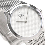 Calvin Klein Minimal White Dial Silver Mesh Bracelet Watch for Women - K3M2212Y