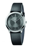 Calvin Klein Minimal Grey Dial Black Leather Strap Watch for Men - K3M221C4