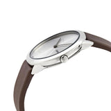 Calvin Klein Minimal Silver Dial Brown Leather Strap Watch for Men - K3M221G6