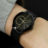 Calvin Klein Minimal Black Dial Black Mesh Bracelet Watch for Women - K3M224X1