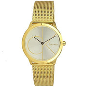 Calvin Klein Minimal Silver Dial Gold Mesh Bracelet Watch for Women - K3M22526