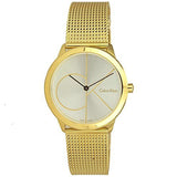 Calvin Klein Minimal Silver Dial Gold Mesh Bracelet Watch for Women - K3M22526