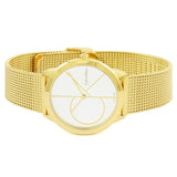 Calvin Klein Minimal Silver Dial Gold Mesh Bracelet Watch for Women - K3M22526