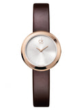 Calvin Klein Firm White Dial Brown Leather Strap Watch for Women - K3N236G6