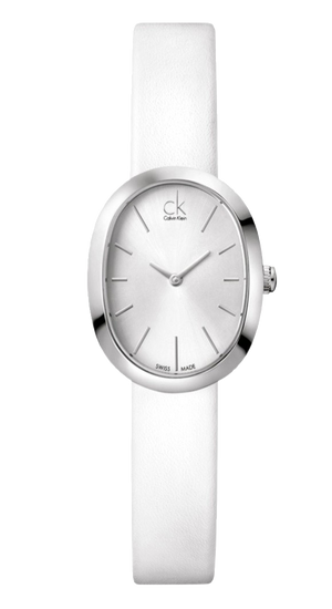 Calvin Klein Incentive White Dial White Leather Strap Watch for Women - K3P231L6