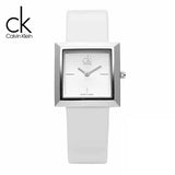 Calvin Klein Mark Silver Dial White Leather Strap Watch for Women - K3R231L6